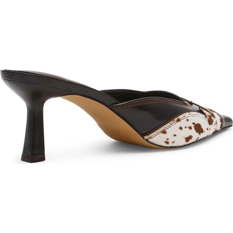 Cow Print Patchwork Pointed Toe Mules
