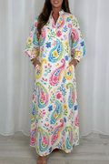 Casual V-Neck Paisley Print Maxi Dress
