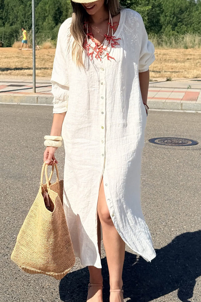 Button Front Pocket Shirt Dress