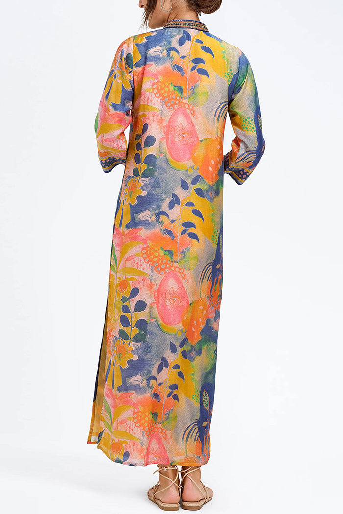 Casual V-Neck Botanical Print Dress