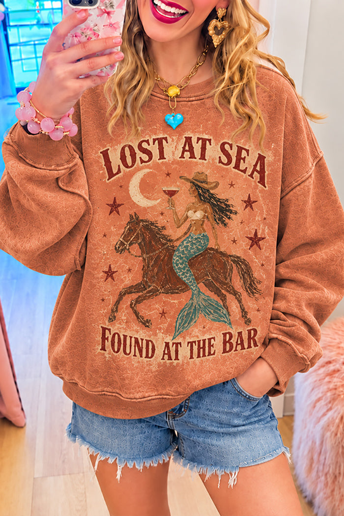 Cowgirl Mermaid Graphic Crewneck Sweatshirt
