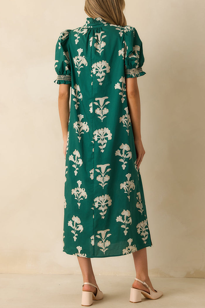 Floral Puff Sleeve Midi Dress