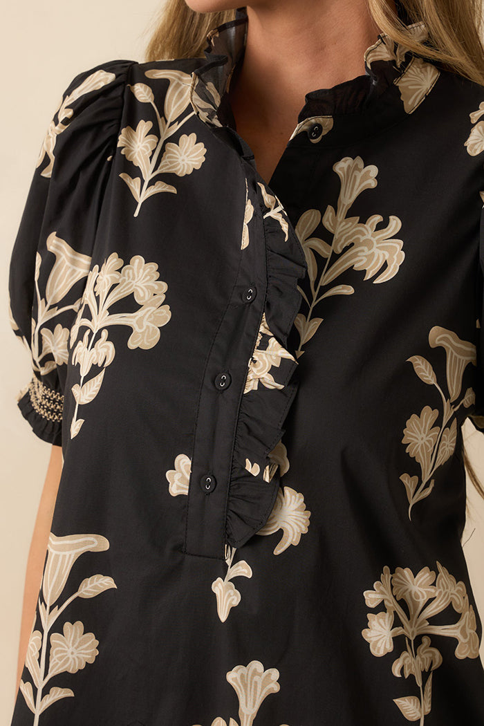 Floral Puff Sleeve Midi Dress