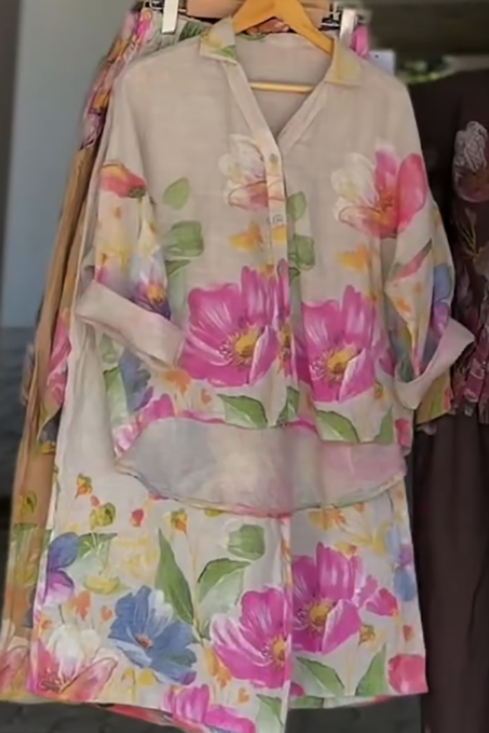 Casual Floral Print Set