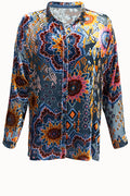 Boho Floral Drop Shoulder Button Top