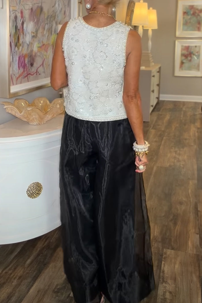 Sleeveless Sequin Side Tie Crop Top