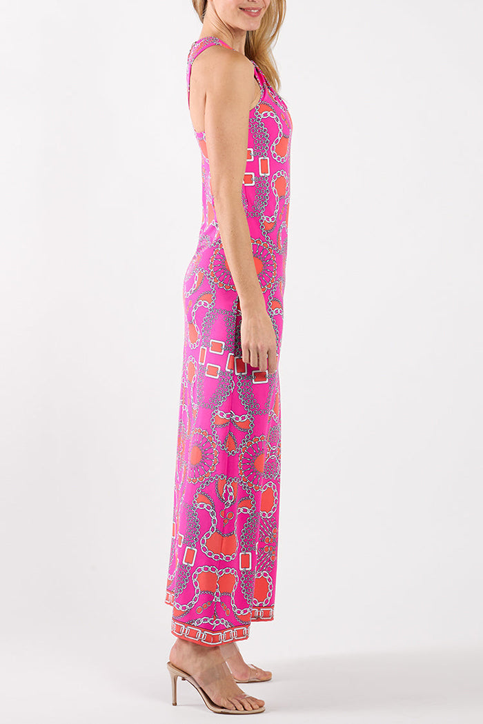 Sleeveless High Neck Printed Maxi Dress