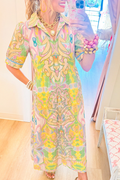 Casual Retro Print Pocket Dress