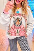 Casual Animal And Bow Patterns Sweatshirt