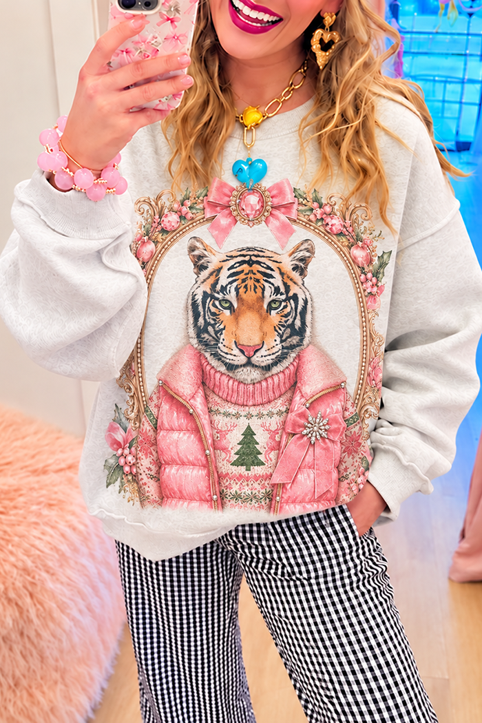 Casual Animal And Bow Patterns Sweatshirt