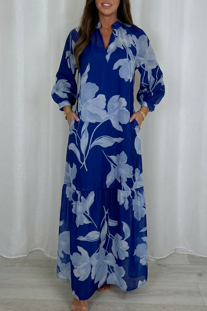 Casual V-Neck Floral Maxi Dress