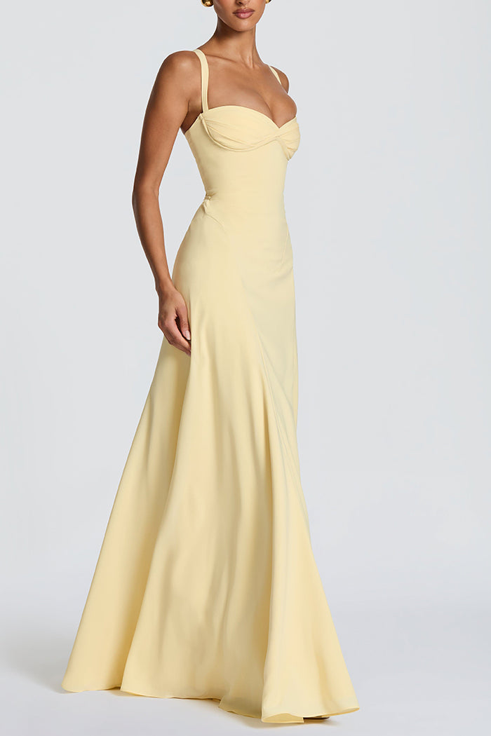 Lemon Yellow Tapered Straps Maxi Dress
