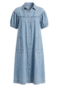 Puff Sleeve Button Denim Dress