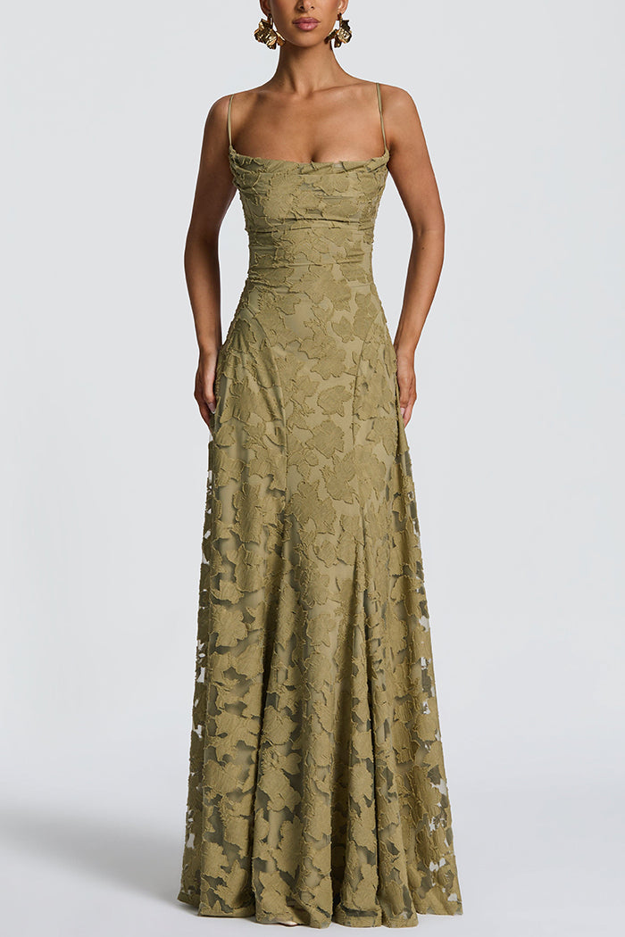 Openwork Floral Knit Maxi Dress