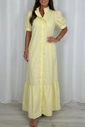 Ruffle Collar Puff Short Sleeve Dress