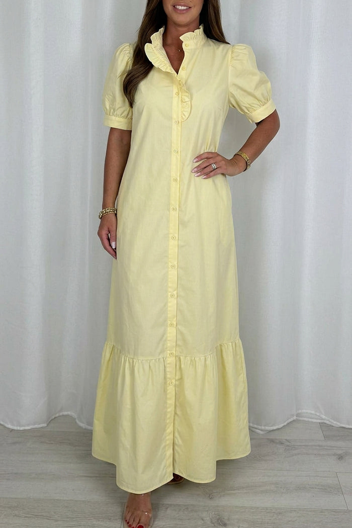 Ruffle Collar Puff Short Sleeve Dress