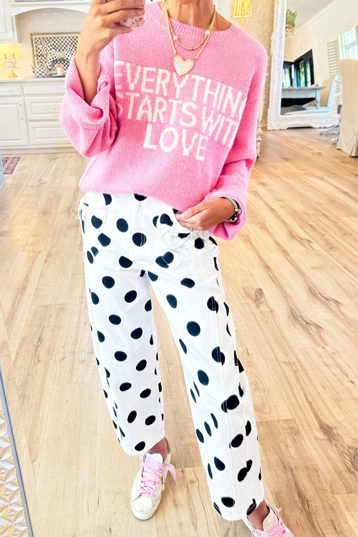 Polka Dot Bow Barrel Jeans