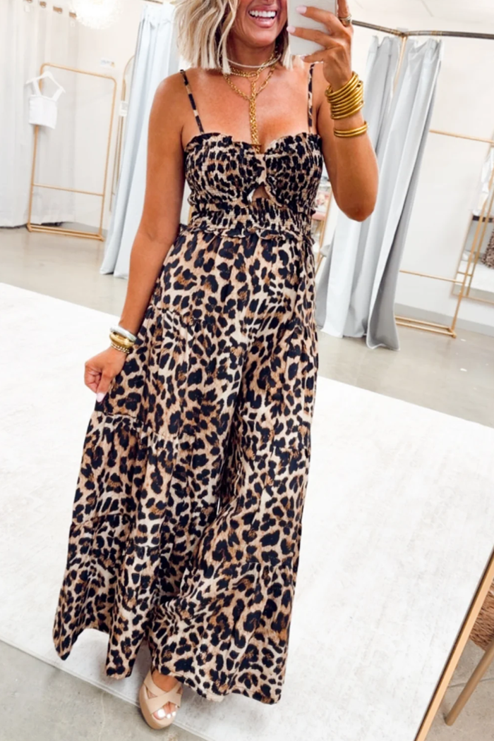 Casual Leopard Print Jumpsuit