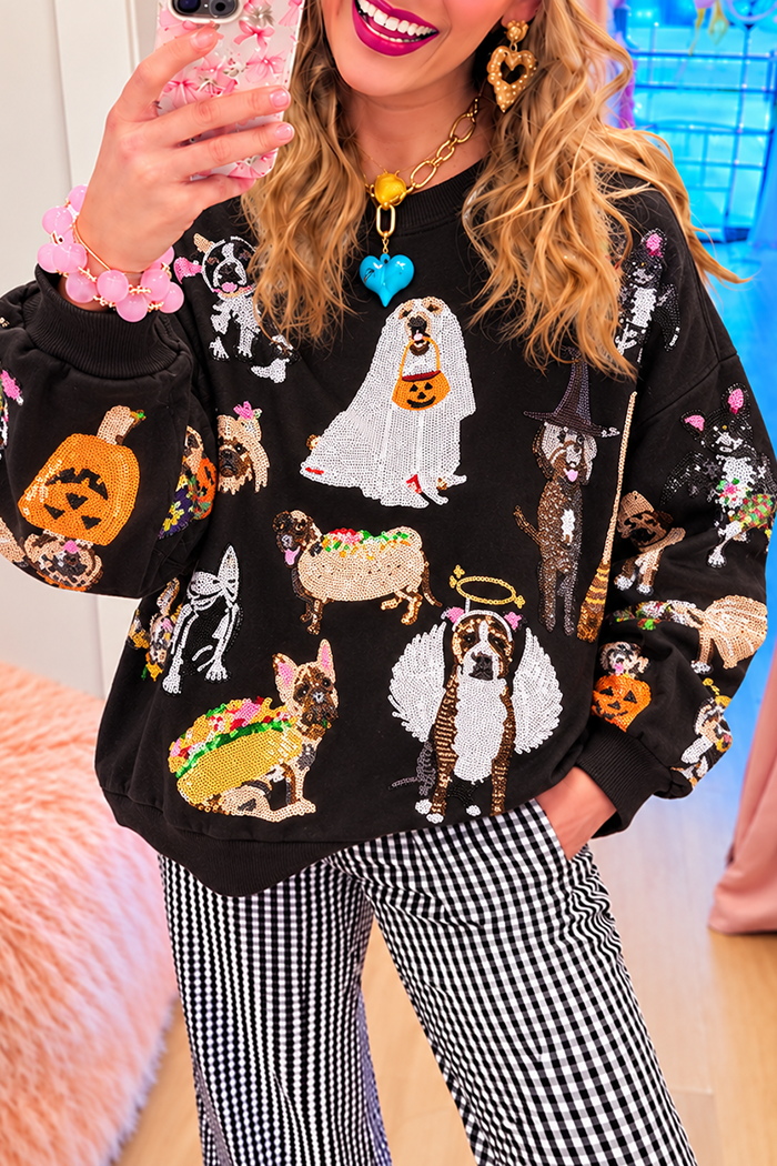 Casual Sequin Animal Pattern Sweatshirt