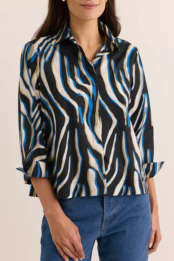 Casual 3/4 Sleeve Abstract Print Top