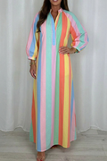 Casual V-Neck Striped Maxi Dress