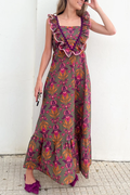 Sleeveless Ruffled Floral Maxi Dress