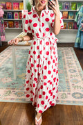 Puff Sleeve Polka Dot Maxi Dress