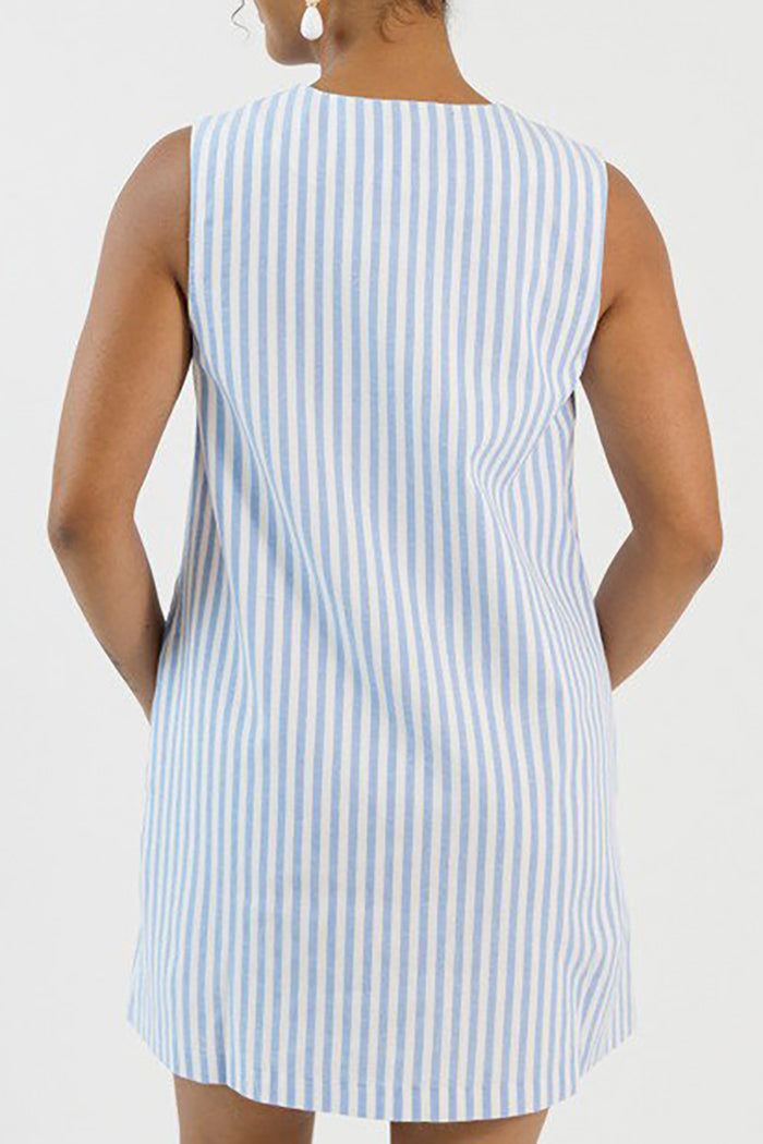 Casual Embroidered Button Dress
