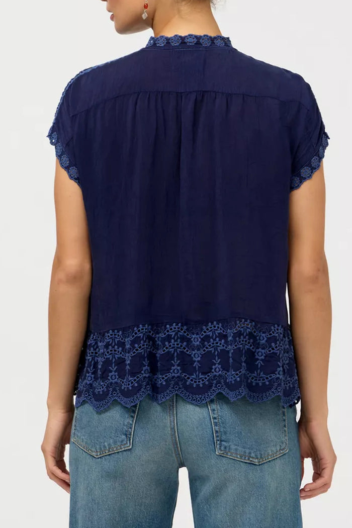 Scalloped Hem Lace Trim Top