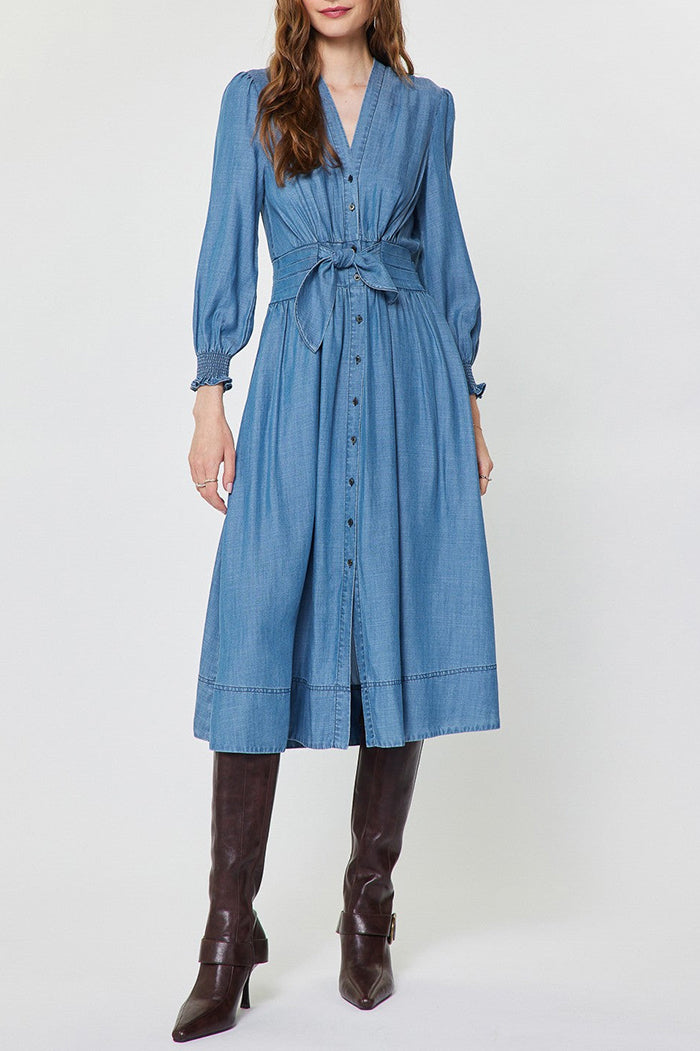 Casual V-Neck Denim Dress