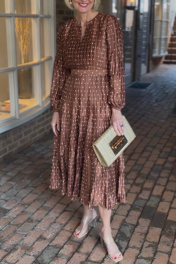 Casual Pleated Polka Dot Dress