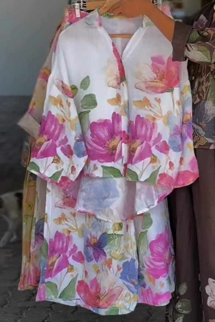 Casual Floral Print Set