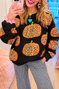 Casual Leopard Pumpkin Pattern Sweatshirt