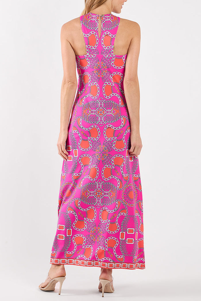 Sleeveless High Neck Printed Maxi Dress