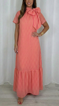 Checkered Tiered Hem Maxi Dress