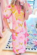 Casual V-Neck Floral Print Dress