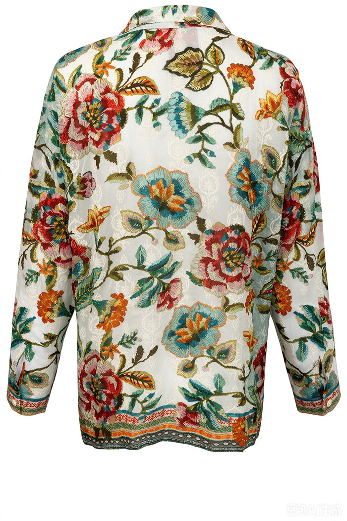 Vibrant Floral Button Up Shirt Top