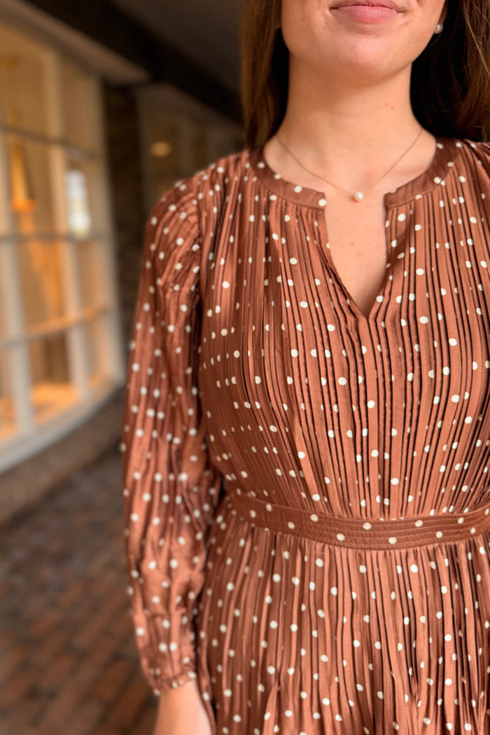 Casual Pleated Polka Dot Dress