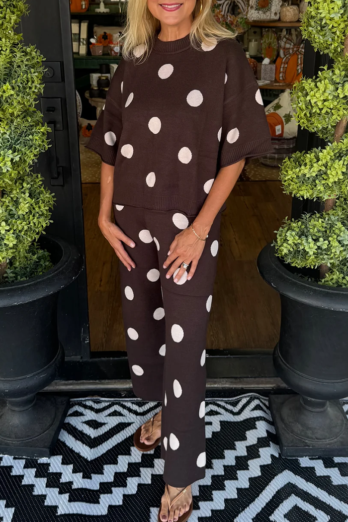Brown Polka Dot Two-Piece Set