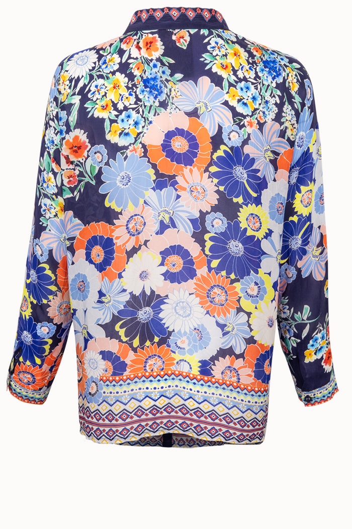 Colorful Floral Long Sleeve Button Down Top