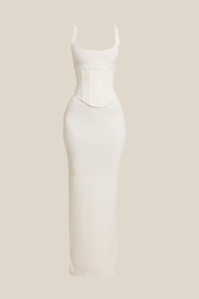 Cream Corset Maxi Dress