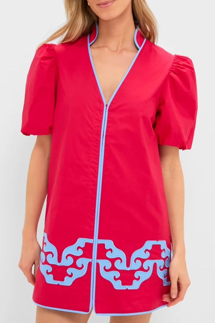 Stand Collar Balloon Sleeve Dress