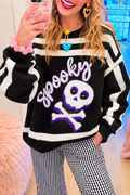 Casual Skull Pattern Knit Pullover