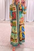 Western Poster Tiered Maxi Dress