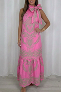Casual Embroidery Maxi Dress