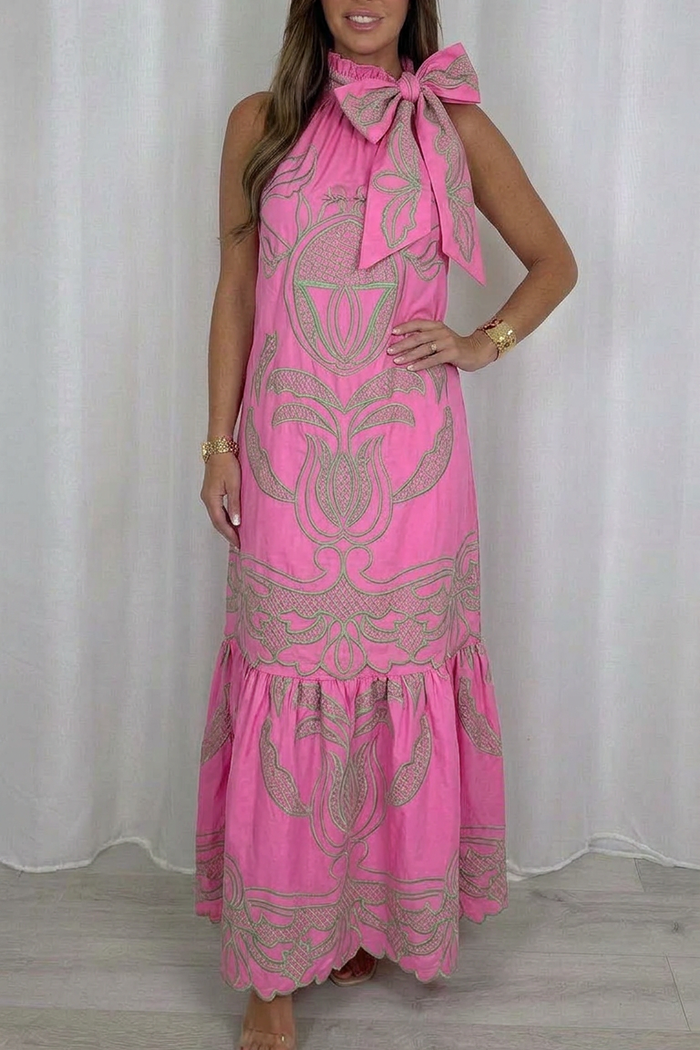 Casual Embroidery Maxi Dress