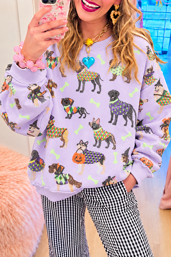 Casual Sequin Animal Pattern Sweatshirt