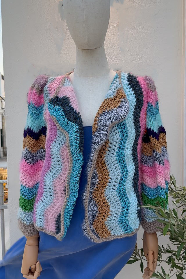 Casual Colorful Wavy Stripe Cardigan