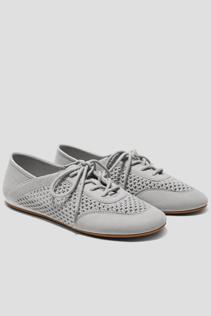 Mesh Lace-Up Flat Ballet Sneakers