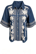 Short Sleeve Denim Shirt Top